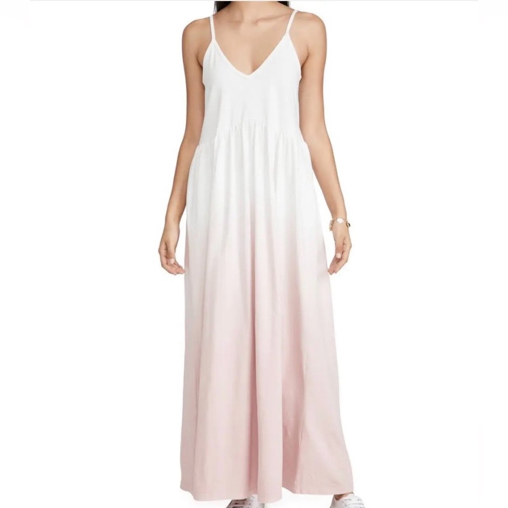 Z Supply White and Pink Hazy Ombre Maxi Dress Medium NWT 100% Cotton